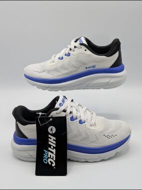 Hi-Tec Pro Youth 12 White & Royal Blue Athletic Sneakers Lace-up